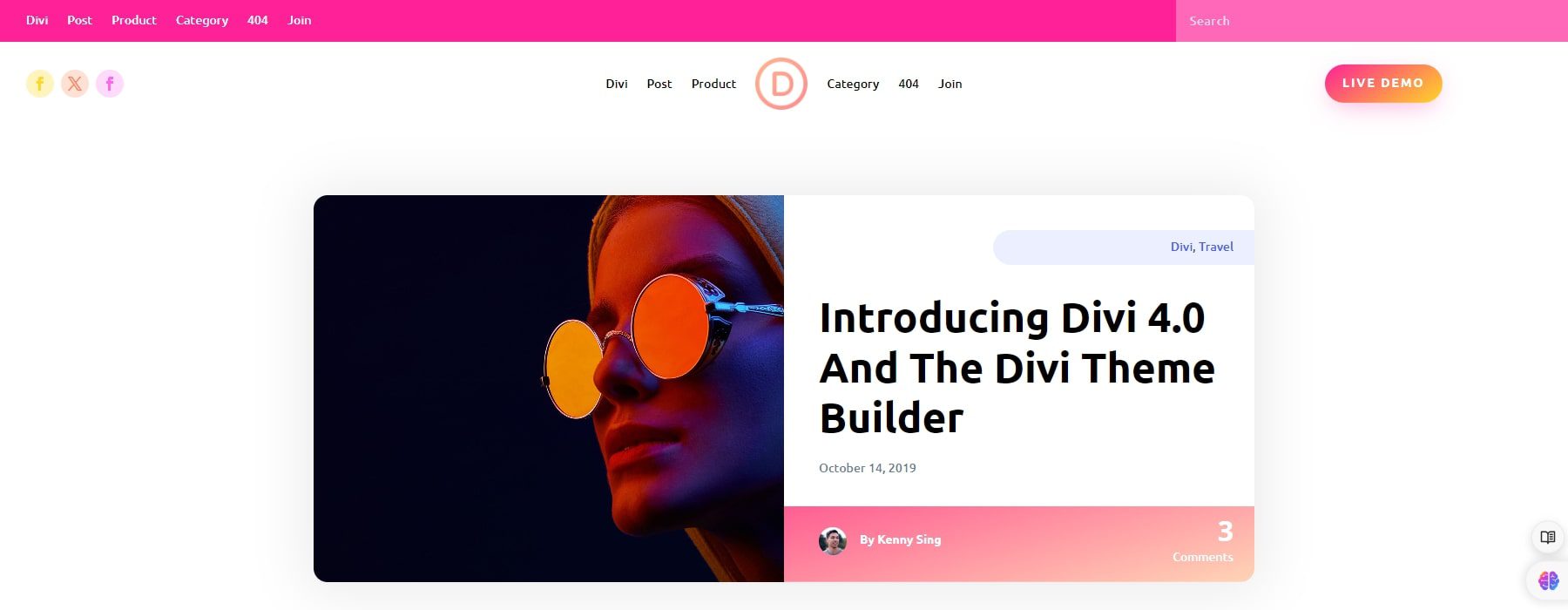 divi website header