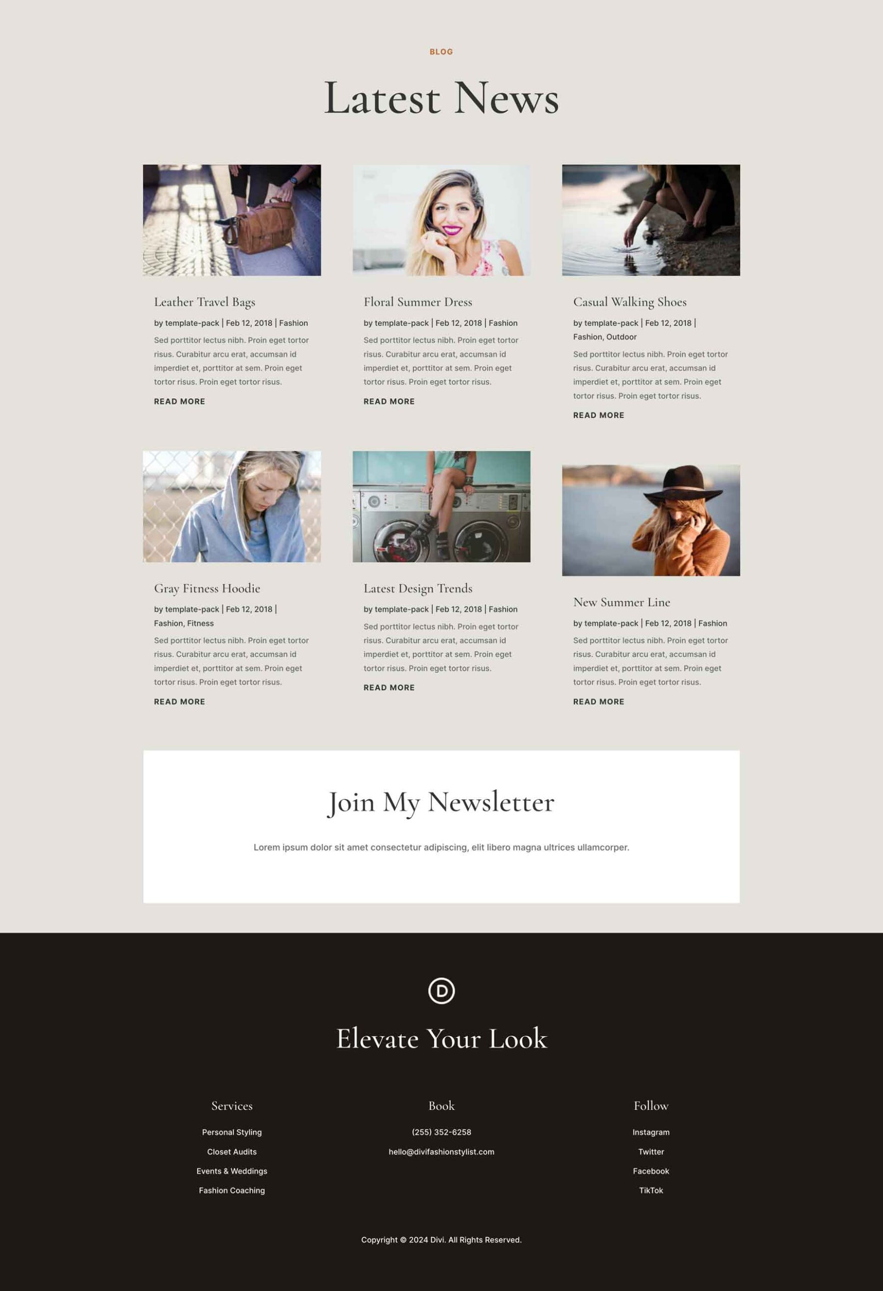 Fashion Stylist Layout Pack for Divi