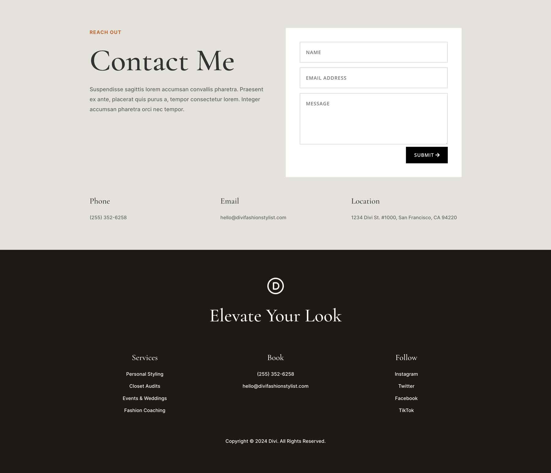 Fashion Stylist Layout Pack for Divi