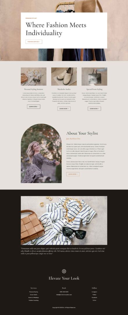 Fashion Stylist Layout Pack for Divi