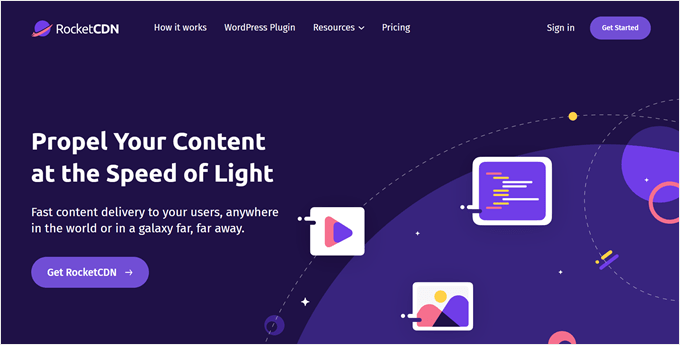 Rocket CDN's homepage