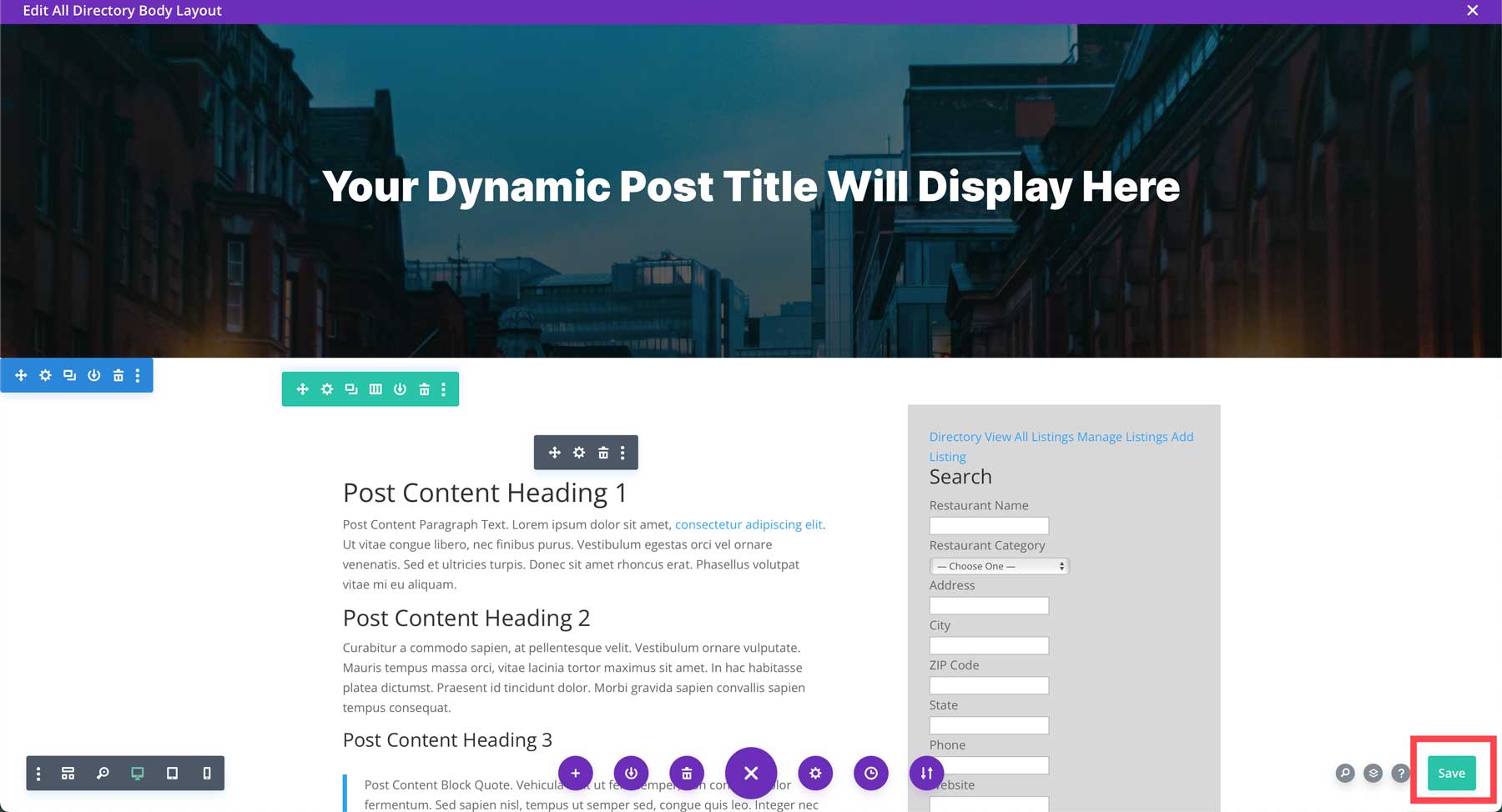 save Divi Theme Builder template