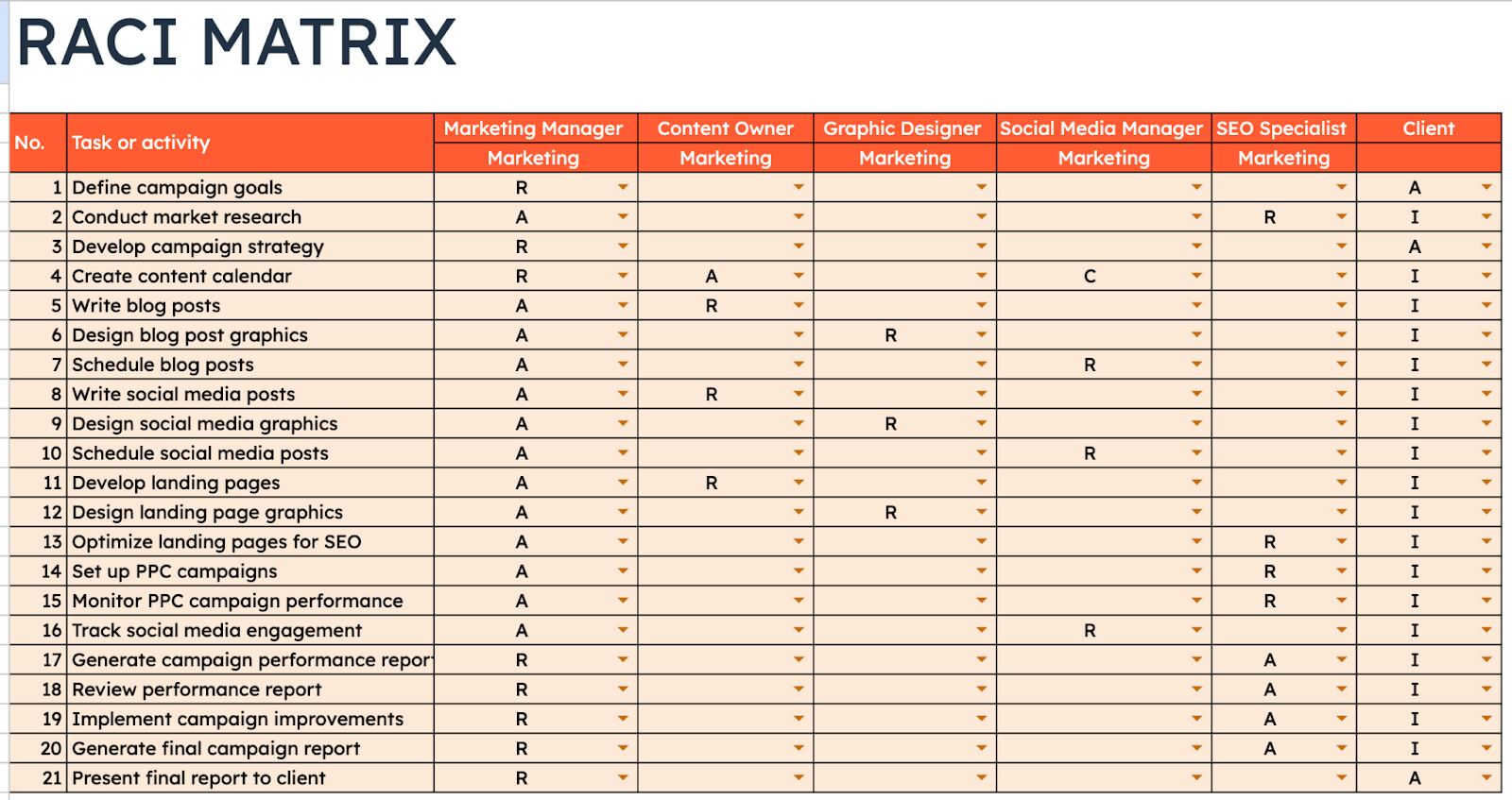 RACI Matrix Example