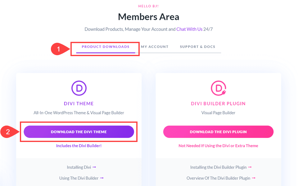 divi members area