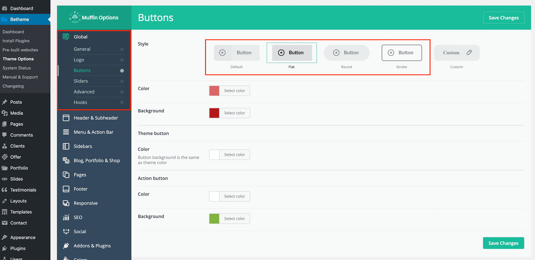 betheme options for global settings