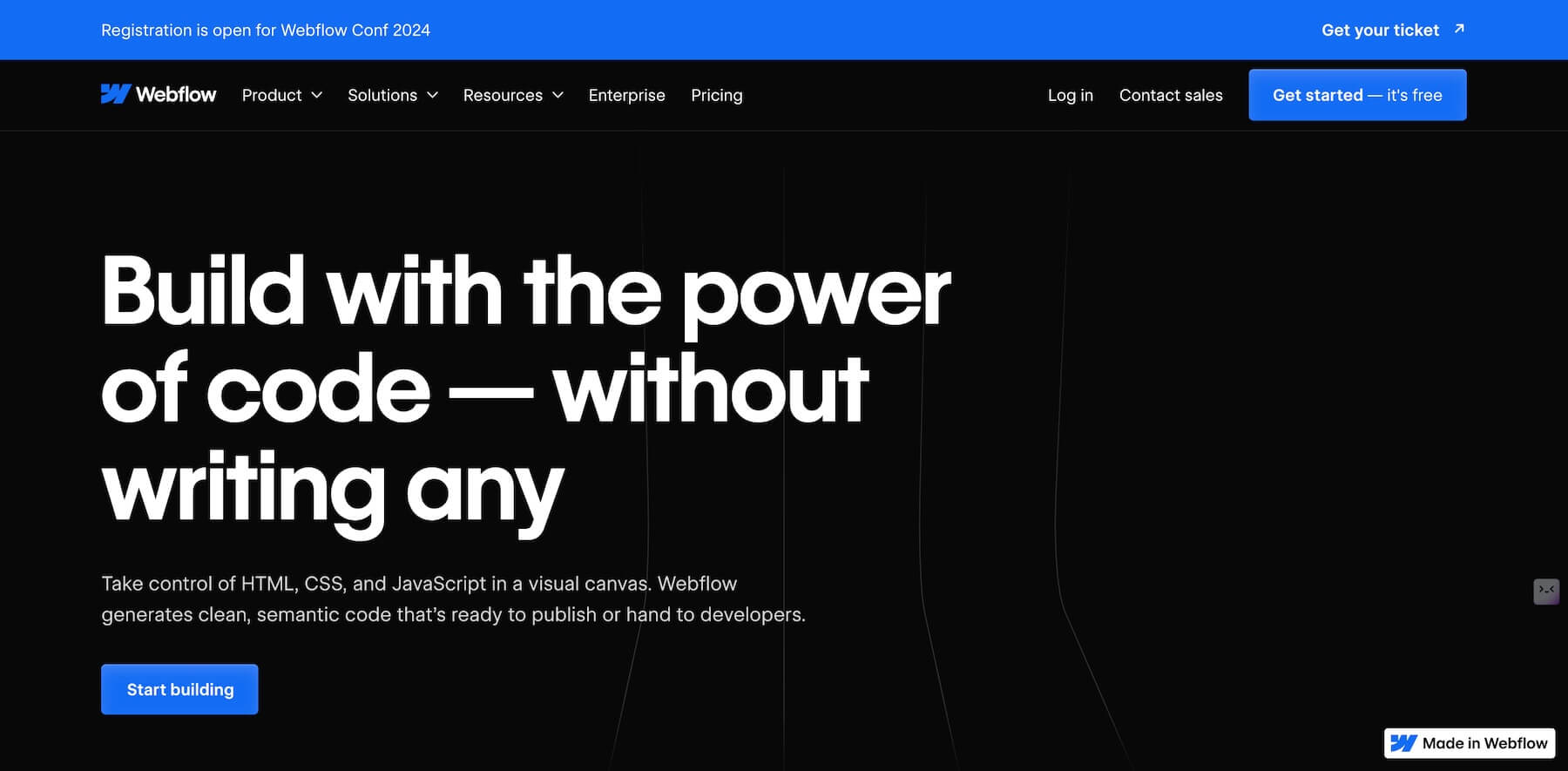 webflow no code website builder