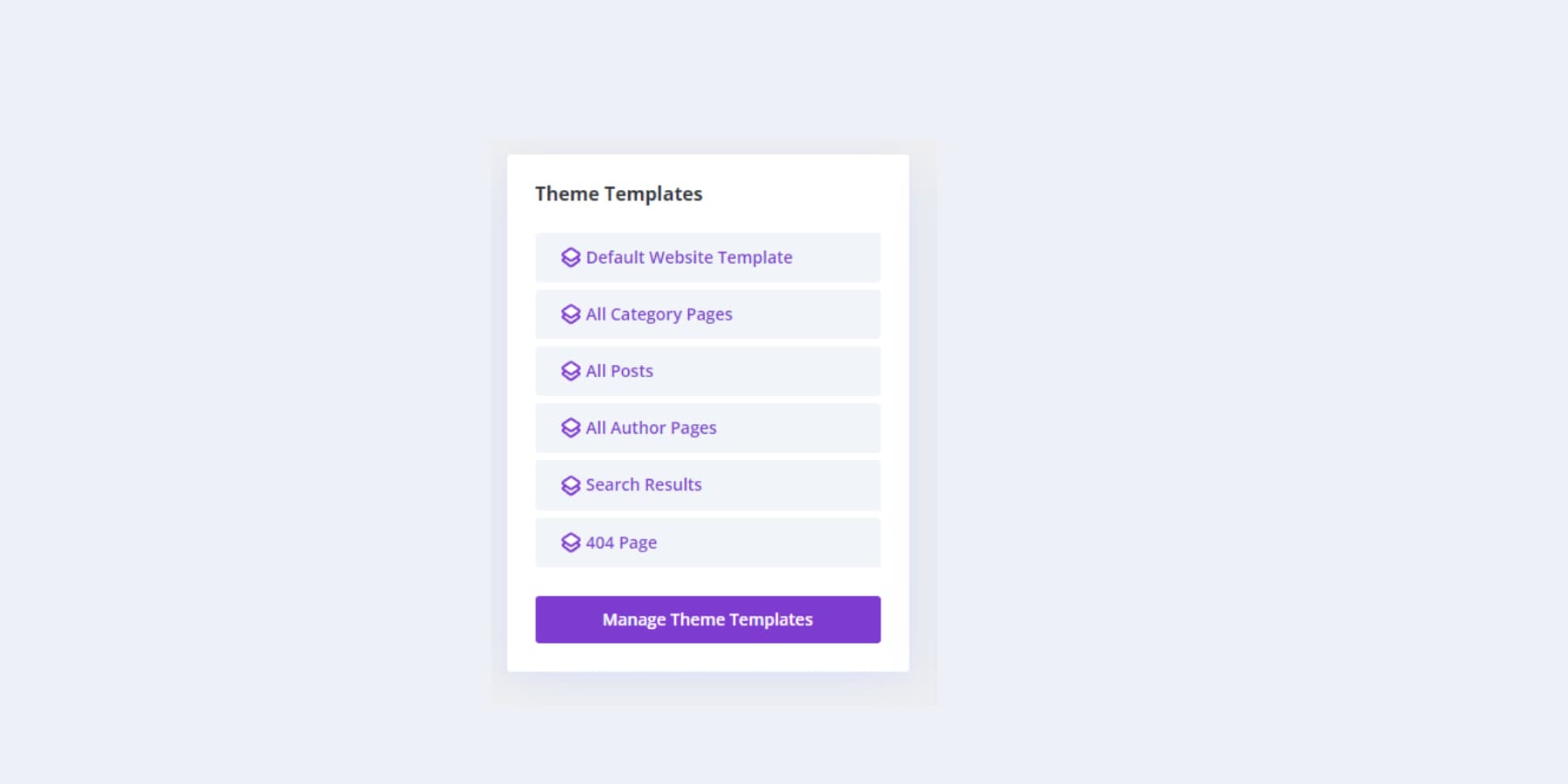 A screenshot of Divi Quick Sites' overview of created templates