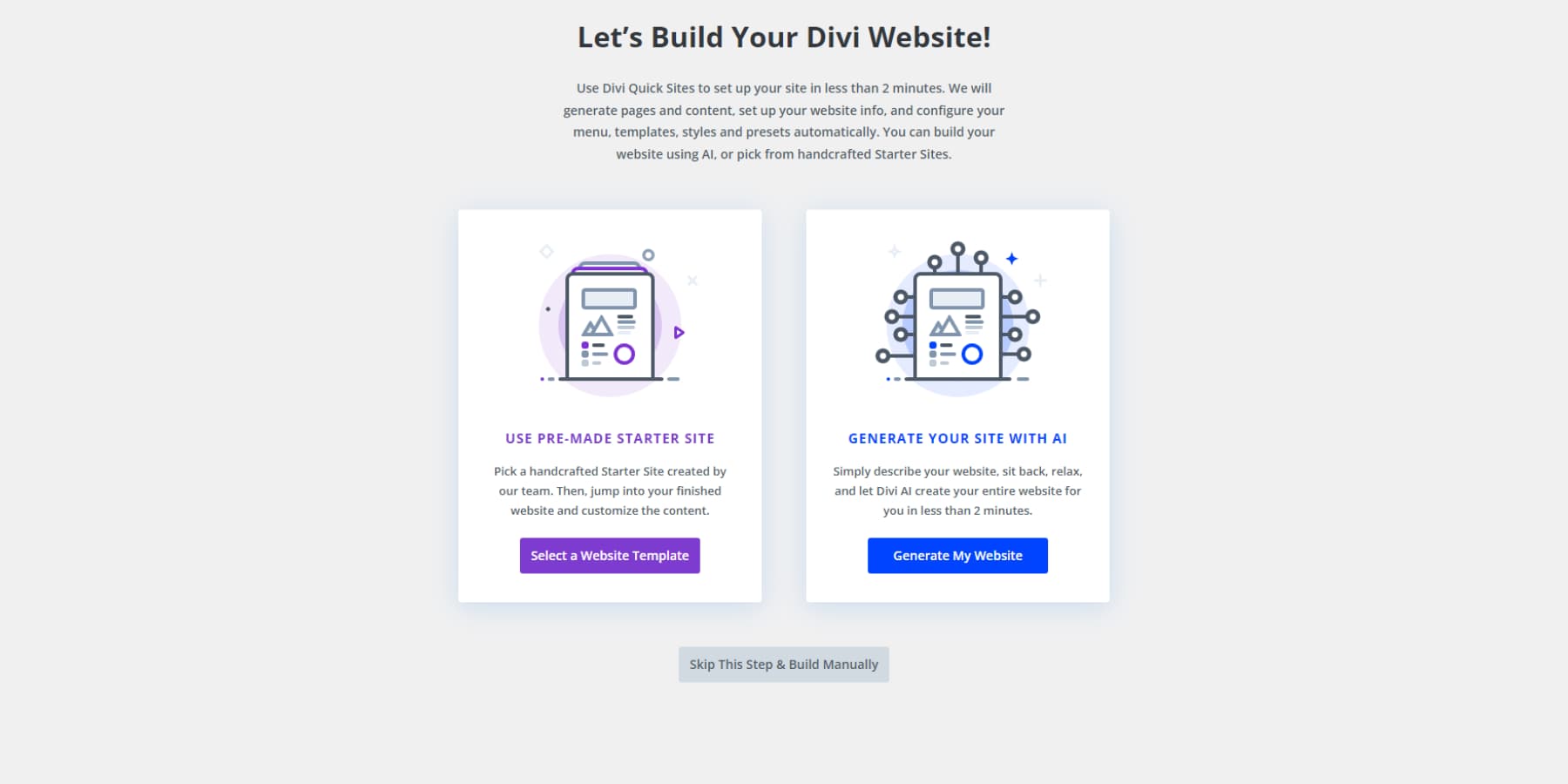 A screenshot of Divi's option to design websites