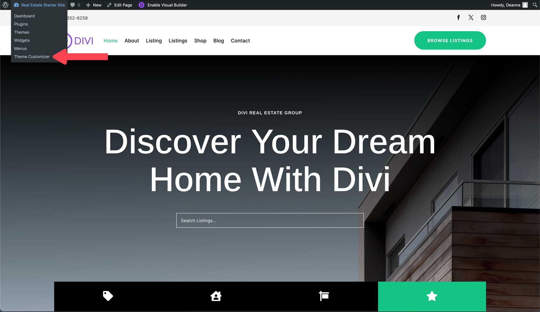 Real Estate starter site for Divi