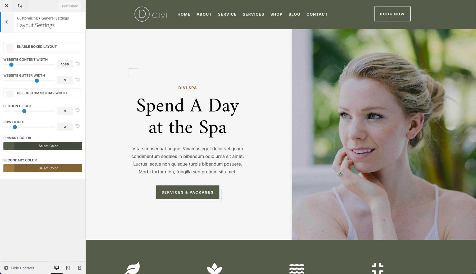 Spa starter site for Divi