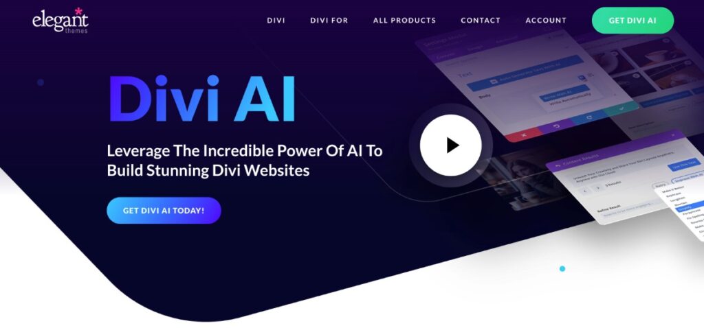 The Divi AI landing page