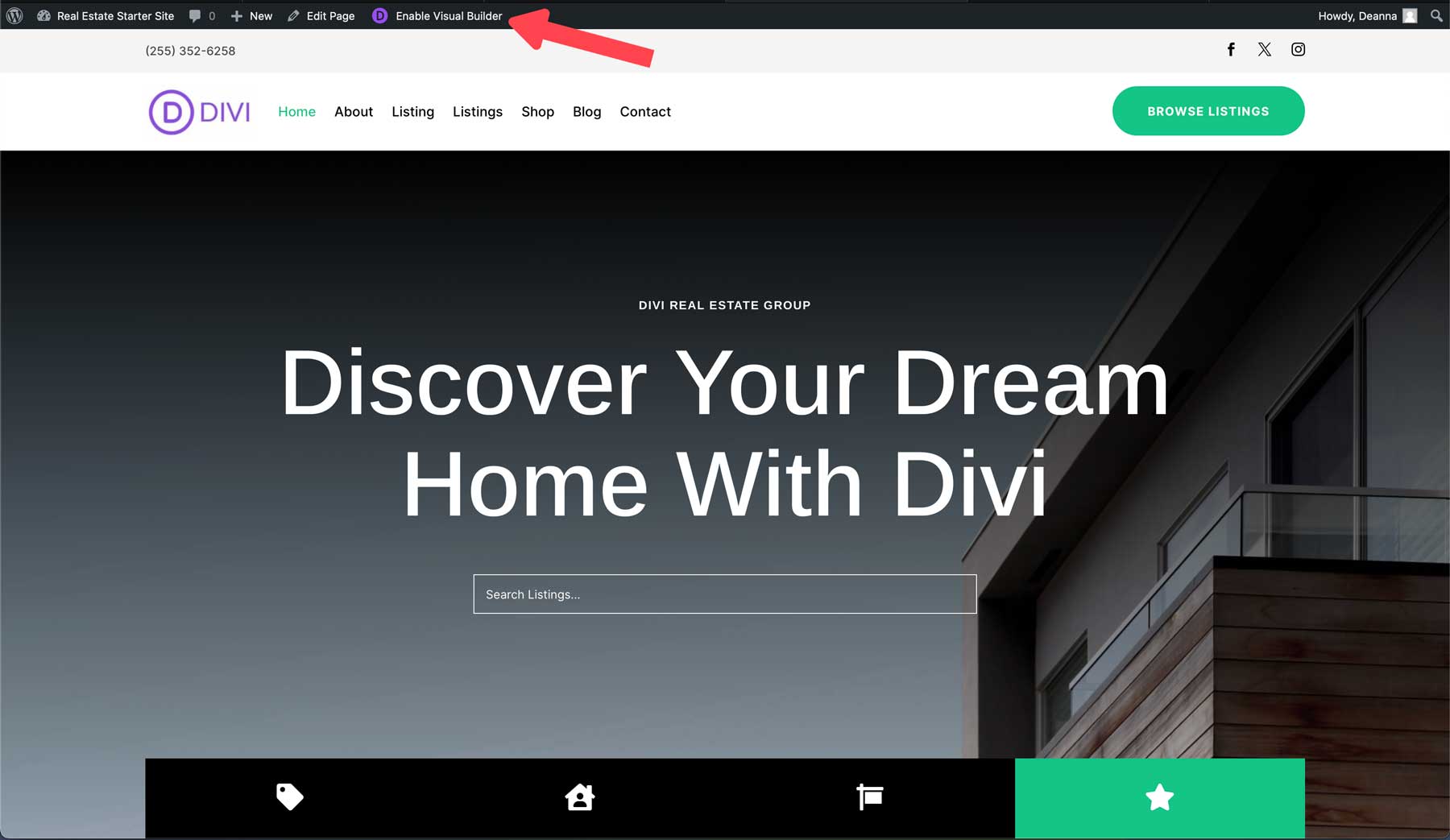 Real Estate starter site for Divi