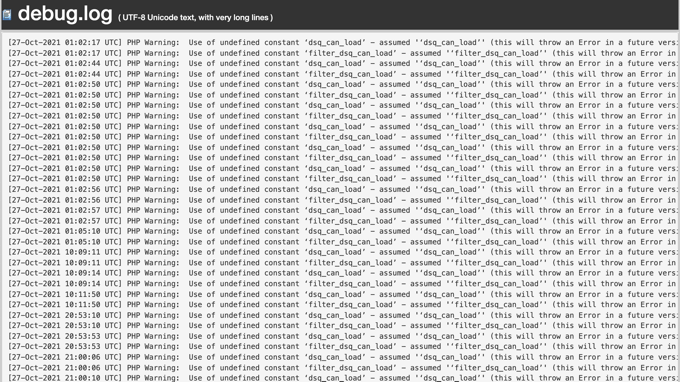 Debug.log Contains Error Messages and Time Stamps