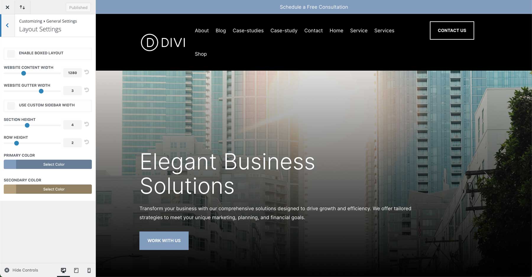 Corporate starter site for Divi