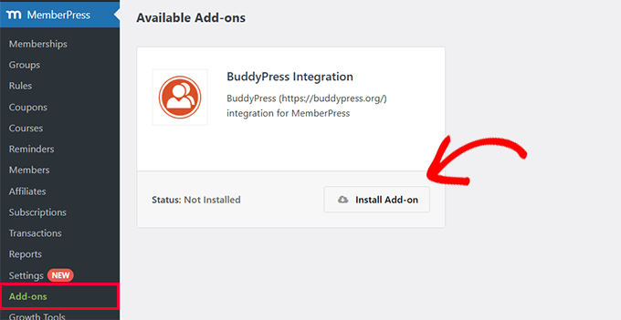 BuddyPress addon for MemberPress