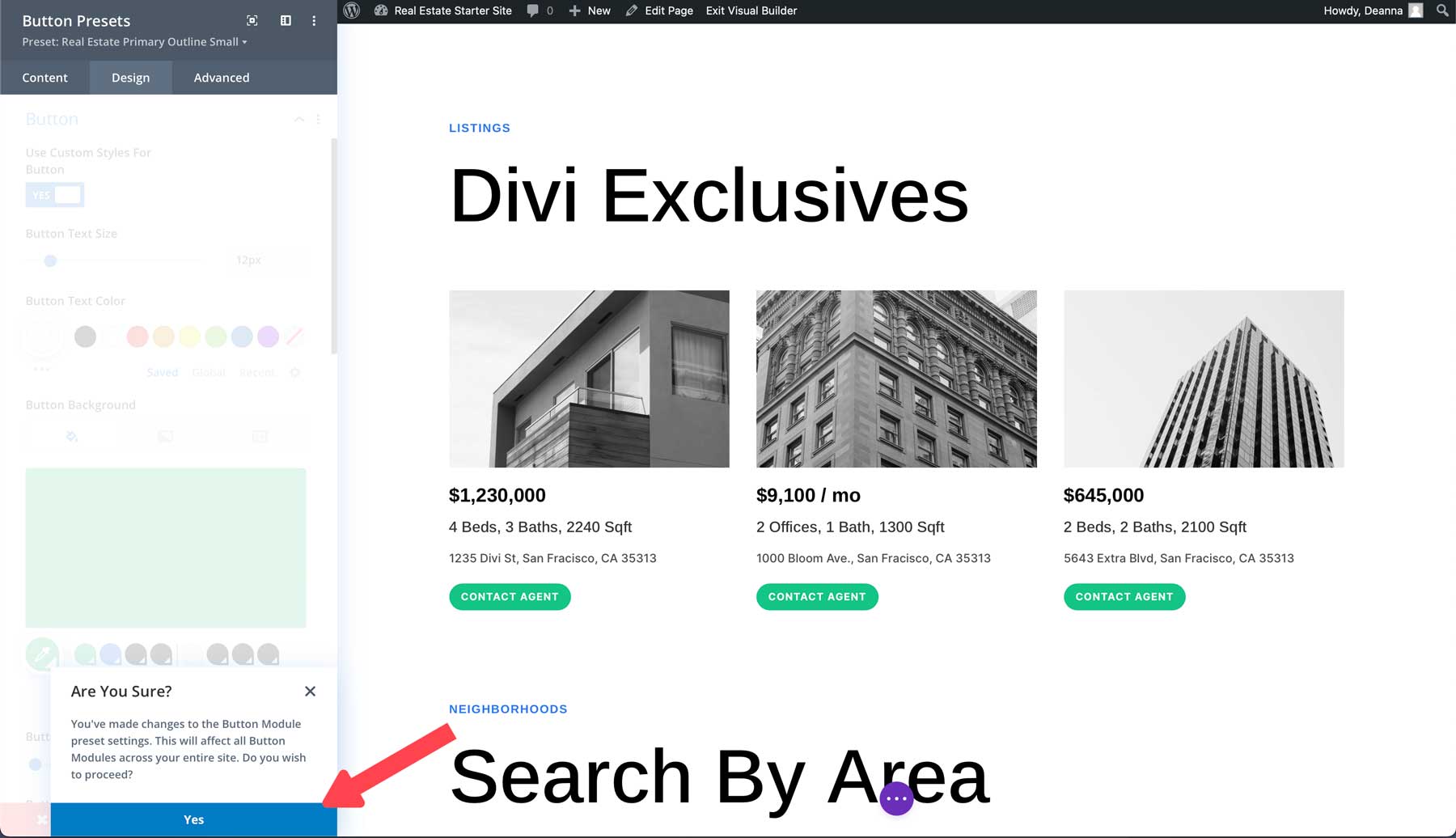 Real Estate starter site for Divi