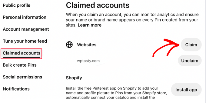 Claim Your Website on Pinterest
