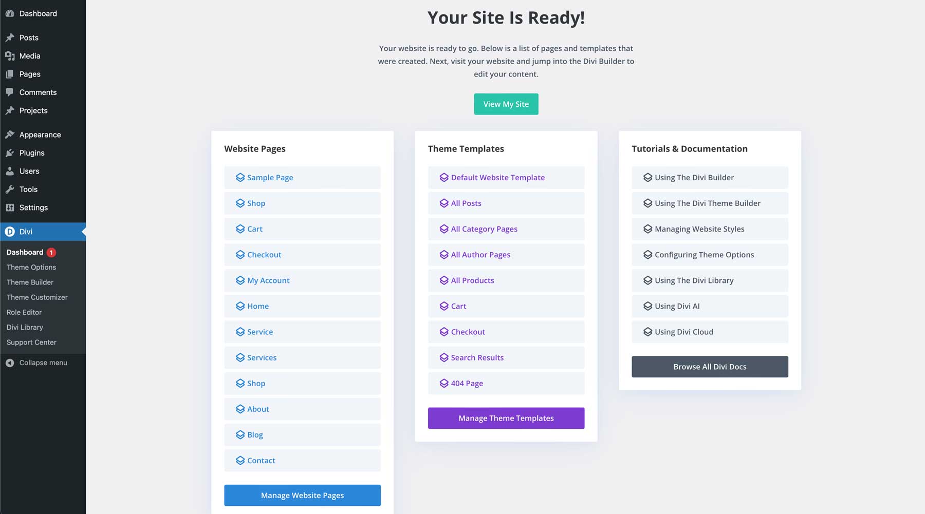 Spa starter site for Divi