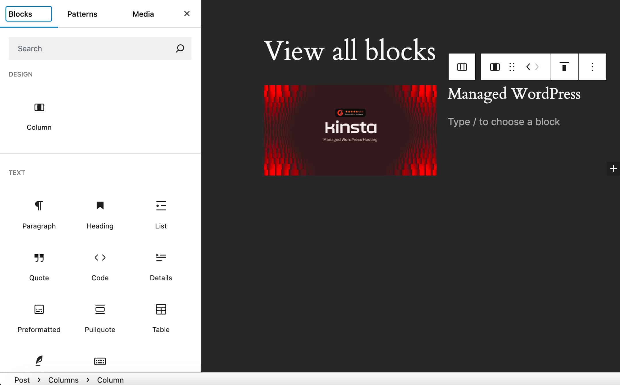 The block inserter in WordPress 6.6