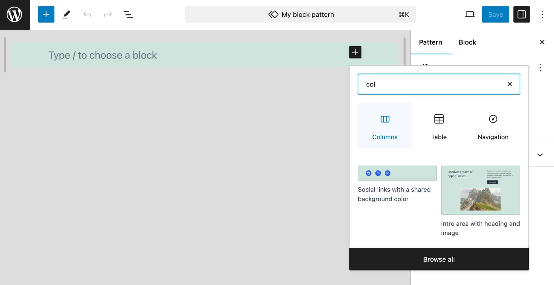 Editing a pattern in the Site editor with a Classic theme in WordPress 6.6