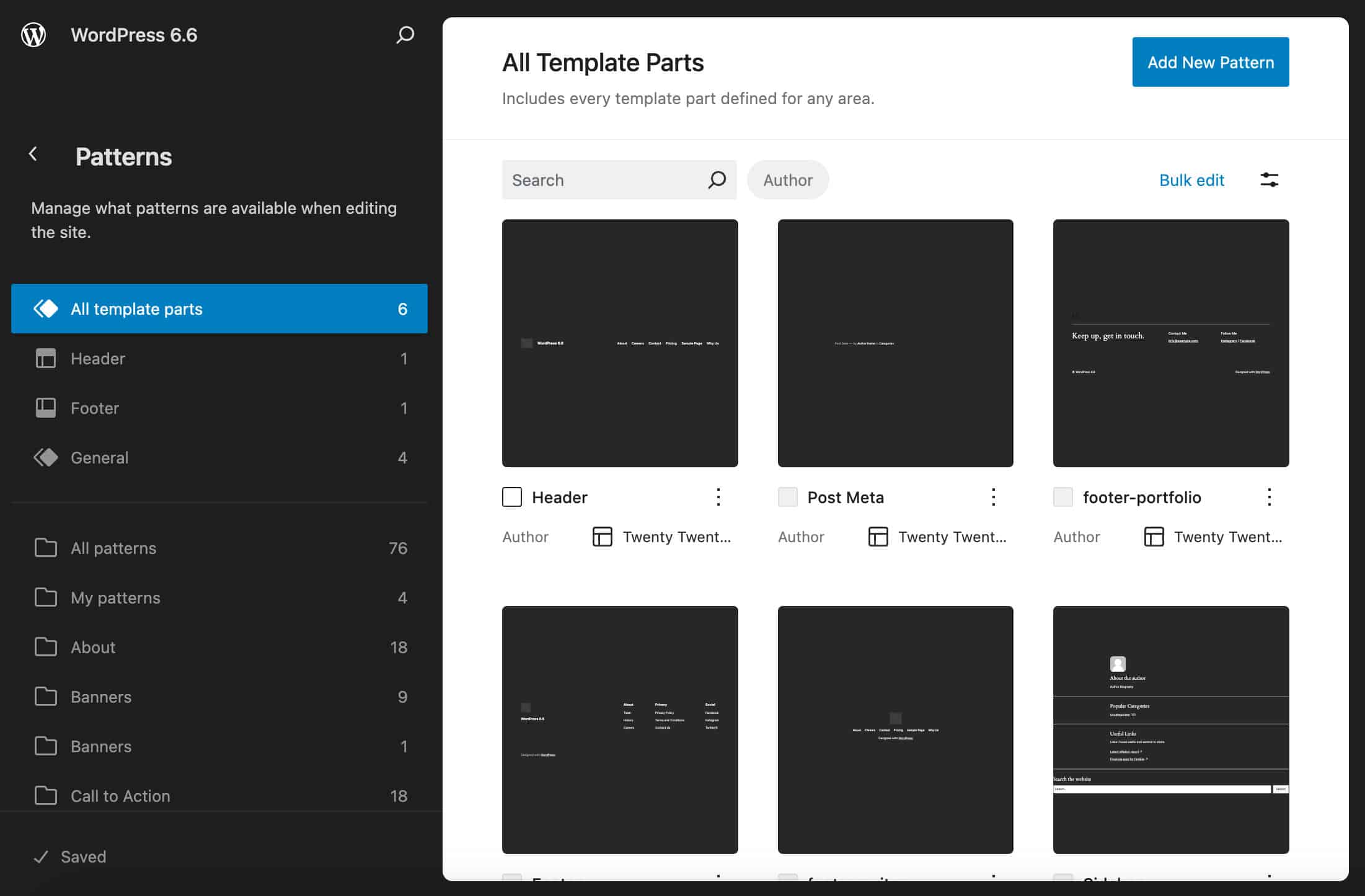 The new Patterns menu in WordPress 6.6