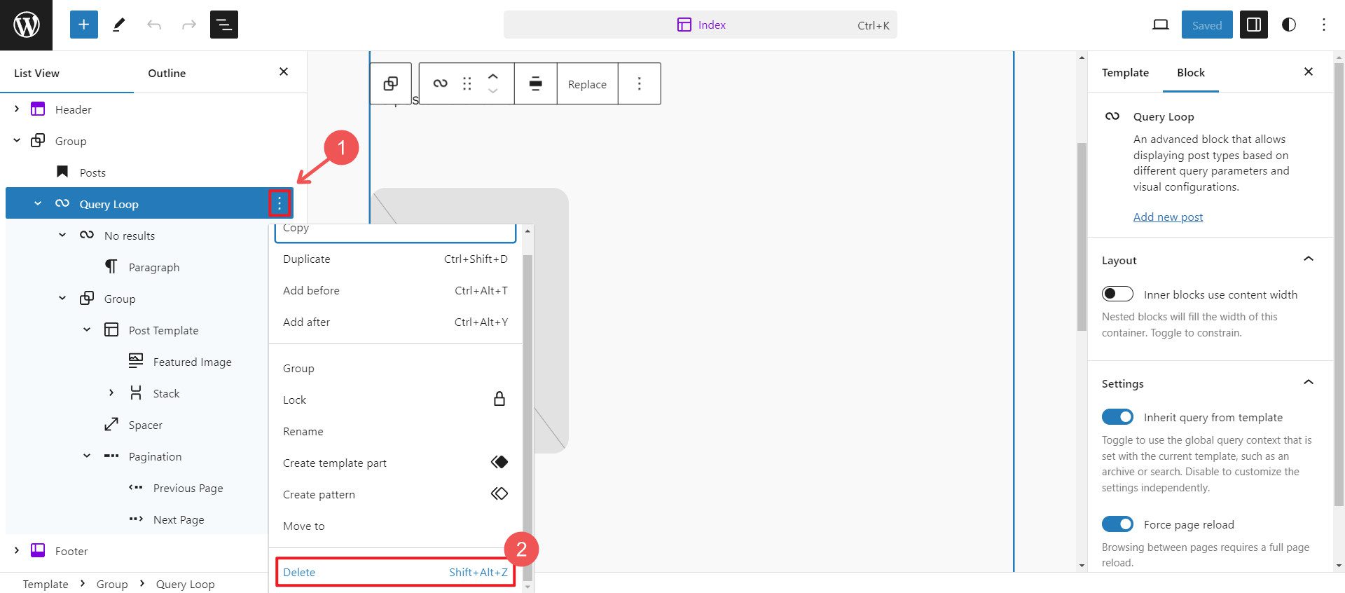 Create Page Template with Patterns - Steps 3-4