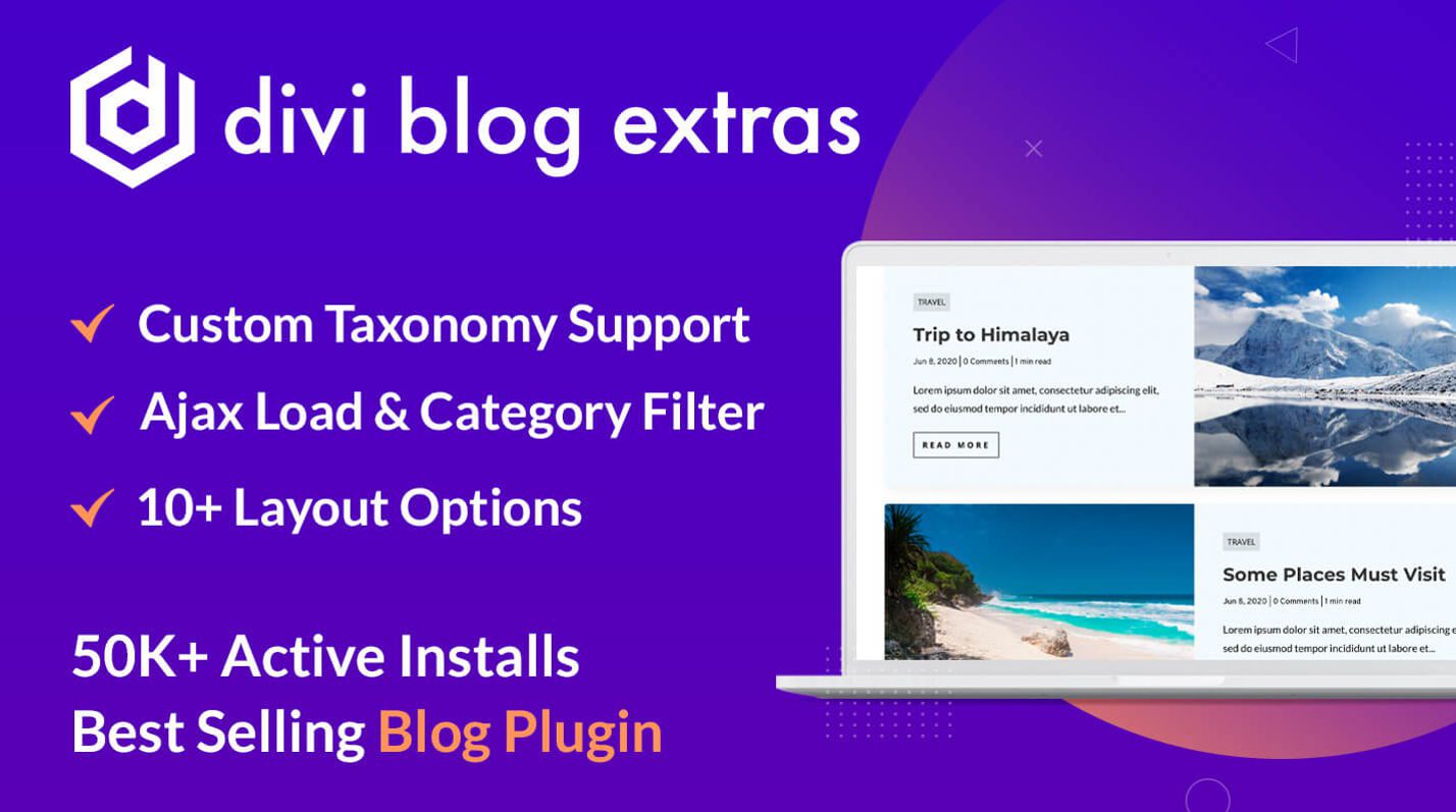 Promotional image for Divi Blog Extras