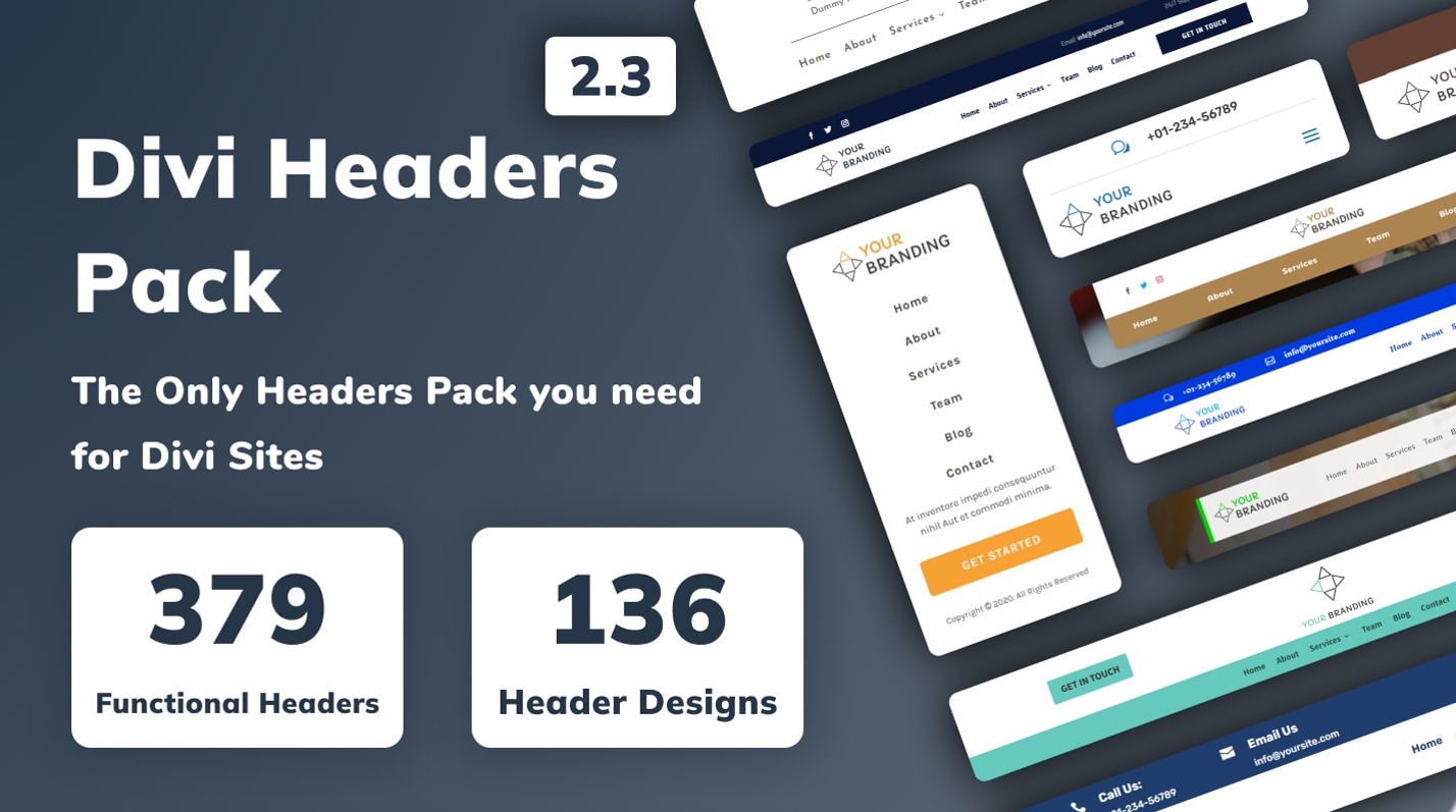 Promotional image for Divi Headers Pack