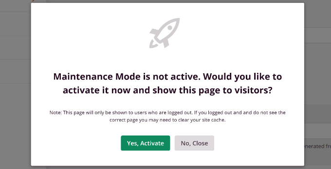 Activate maintenance mode