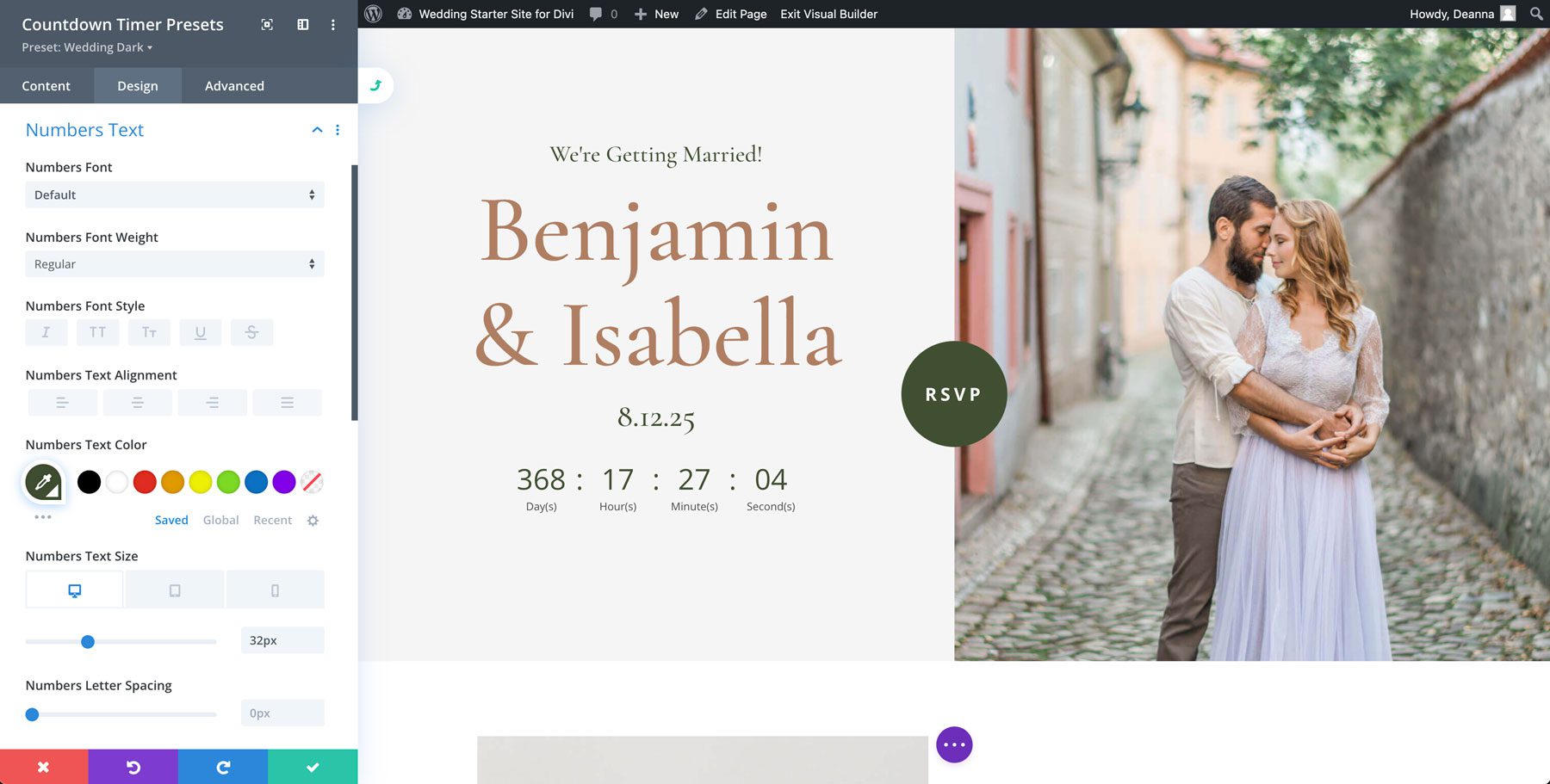 wedding starter site for divi