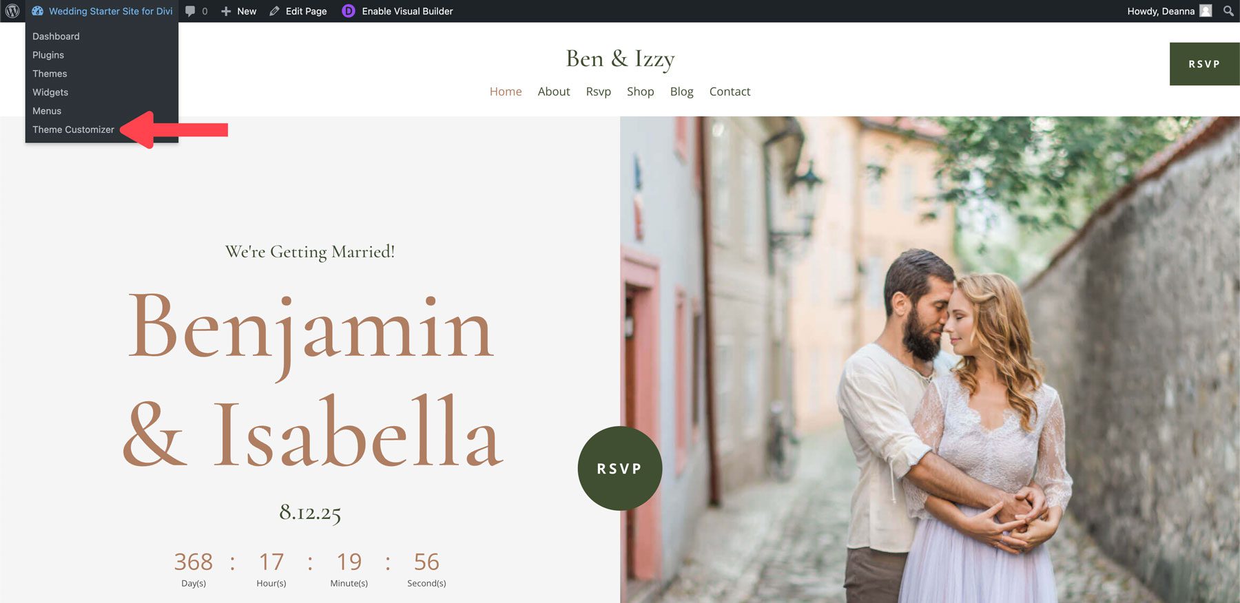 wedding starter site for divi