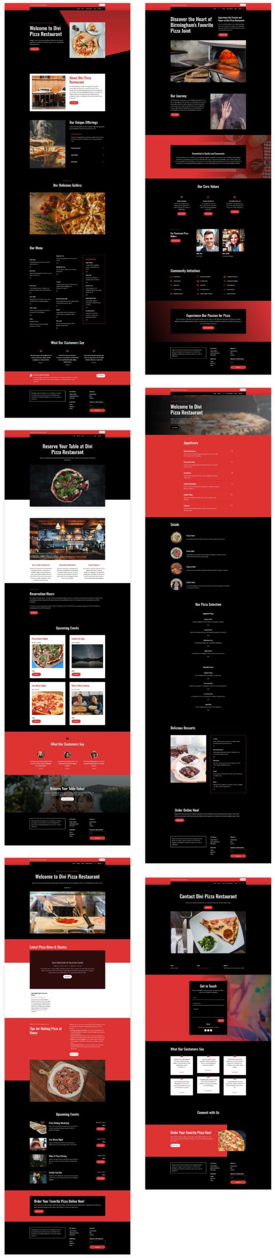 pizza restaurant Divi AI website examples