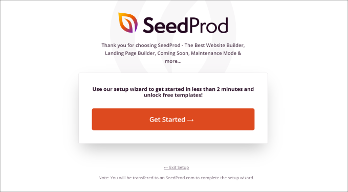 SeedProd Lite Installation Wizard