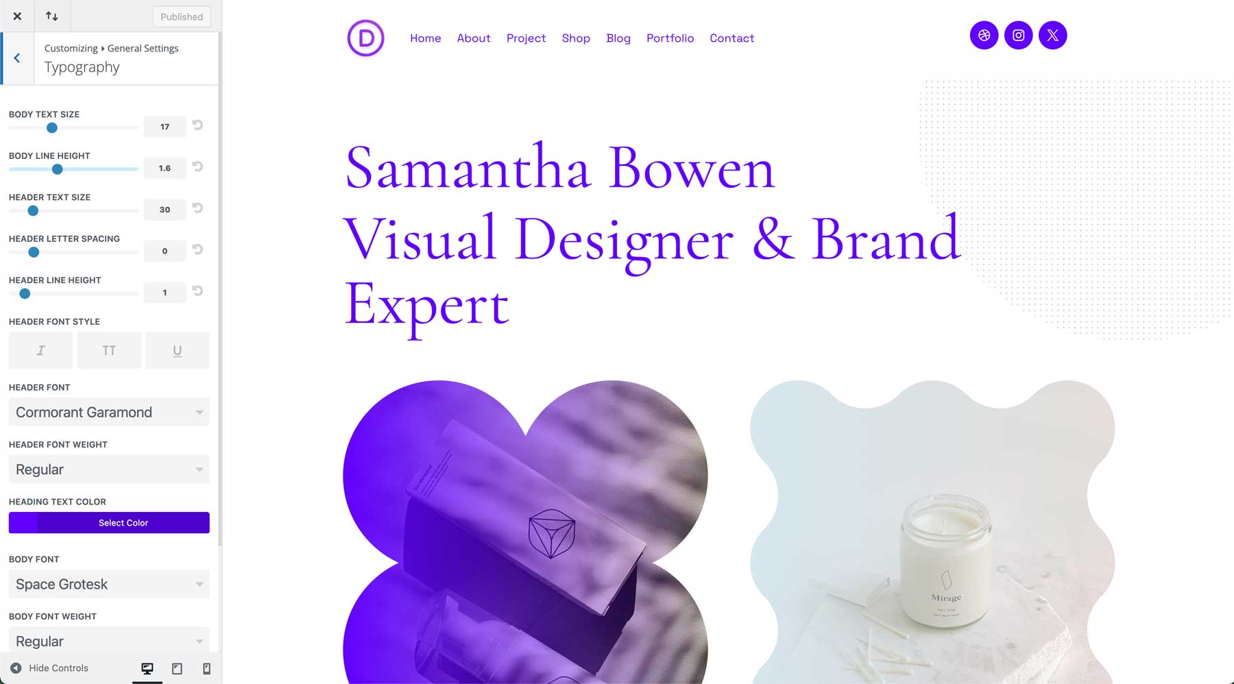 creative director starter site for Divi