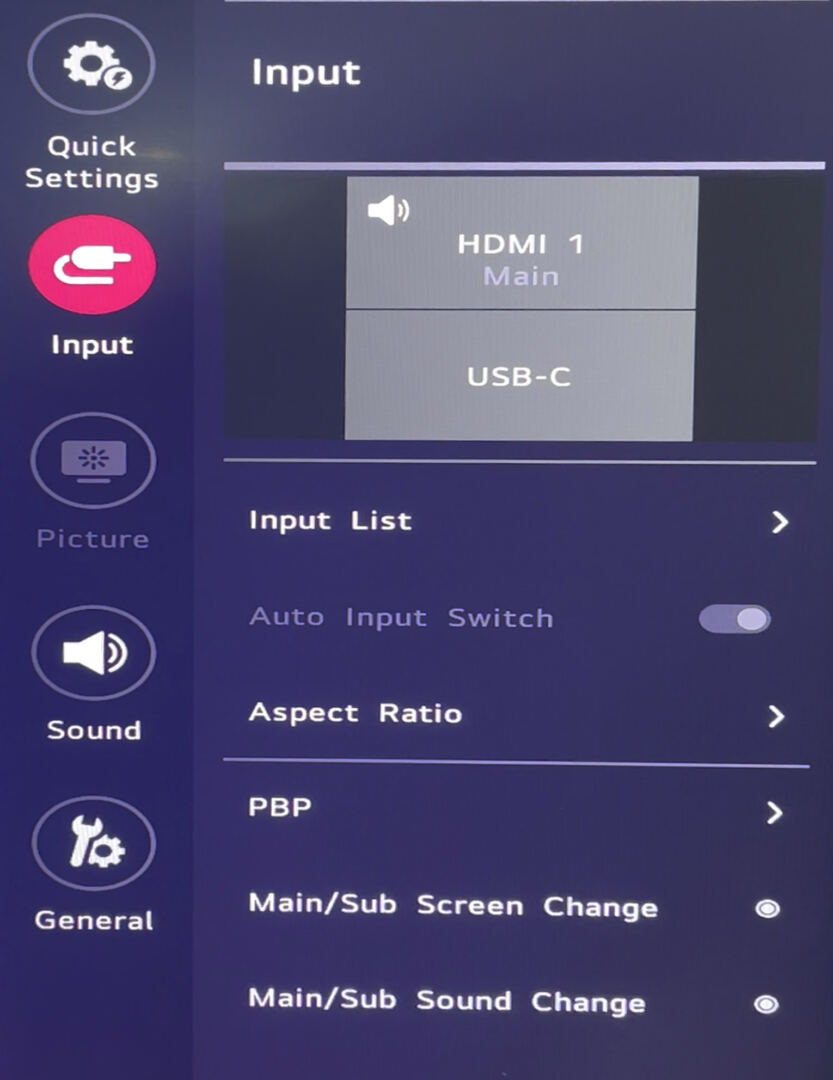 LG DualUp Monitor Input Settings