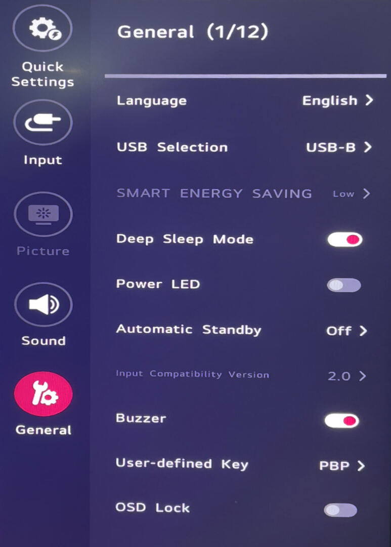 LG DualUp Monitor General Settings