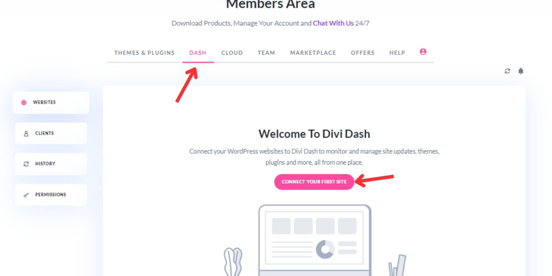 A screenshot of how to add websites in Divi