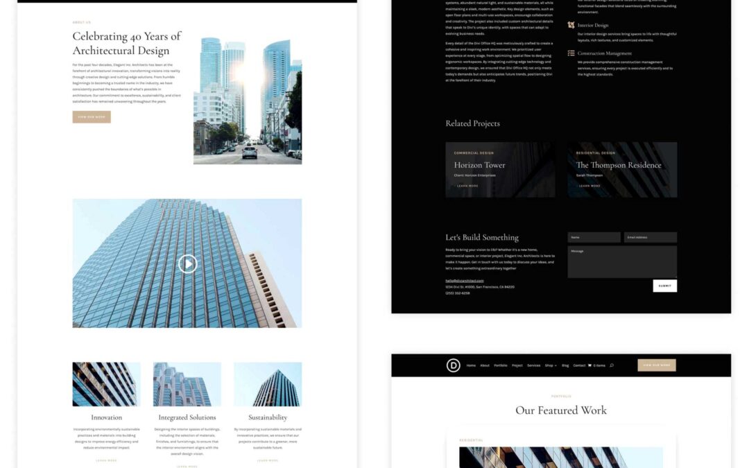 New Divi Starter Web site for Architects (Fast Set up)