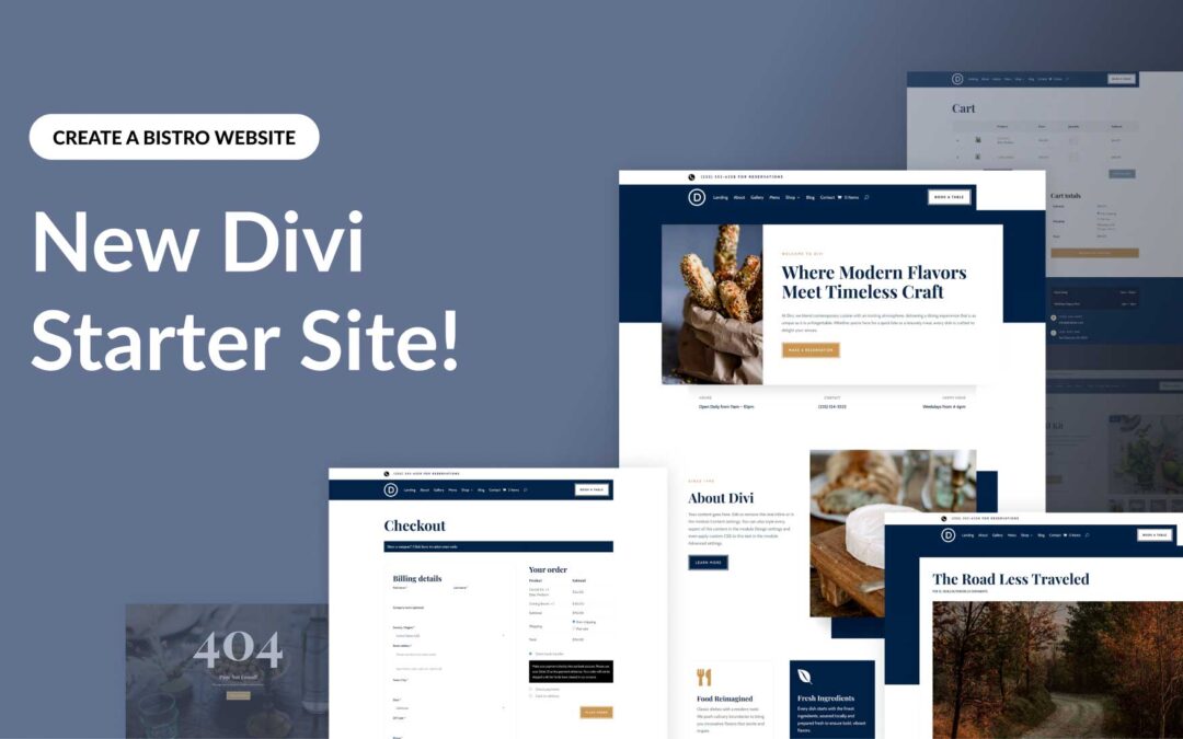 New Divi Starter Site for Bistros (Quick Install)