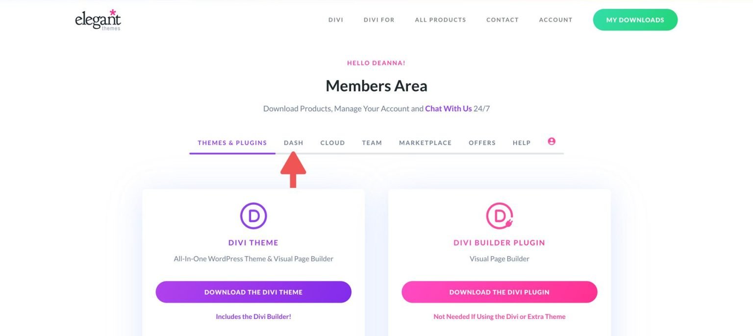 Divi Dash Members Area