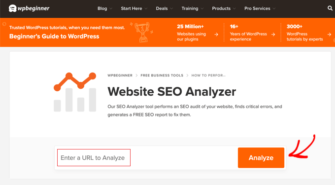 WPBeginner's Website SEO Analyzer