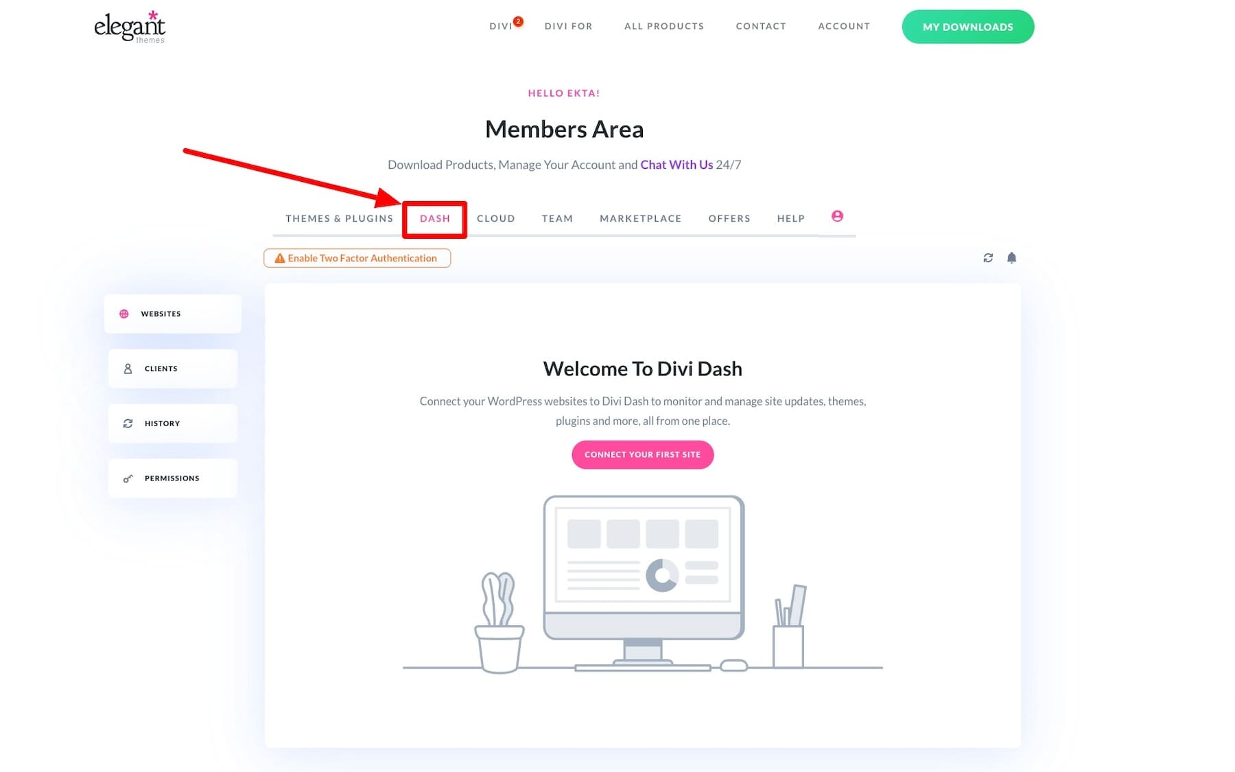 access divi dash in your elegant themes membership area