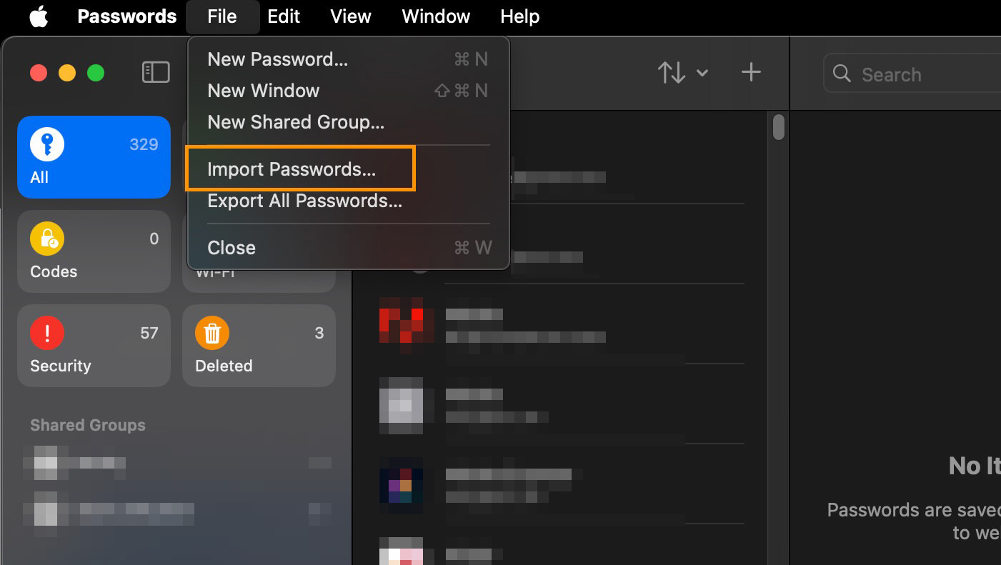 Importing passwords into Apple's Passwords app