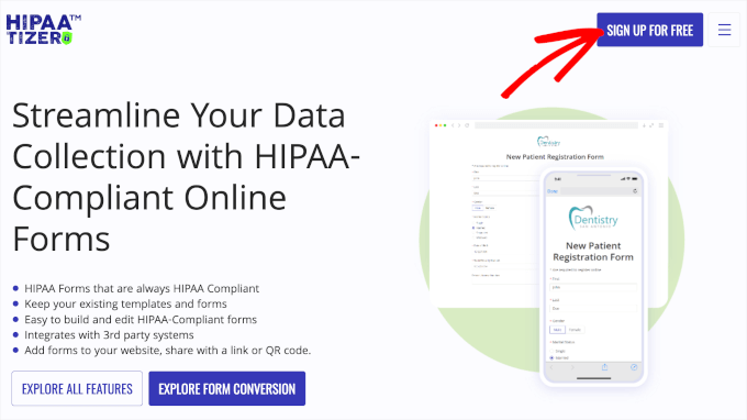 Signing up for HIPAAtizer for free