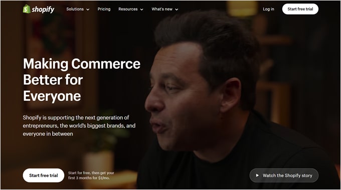 Shopify's website