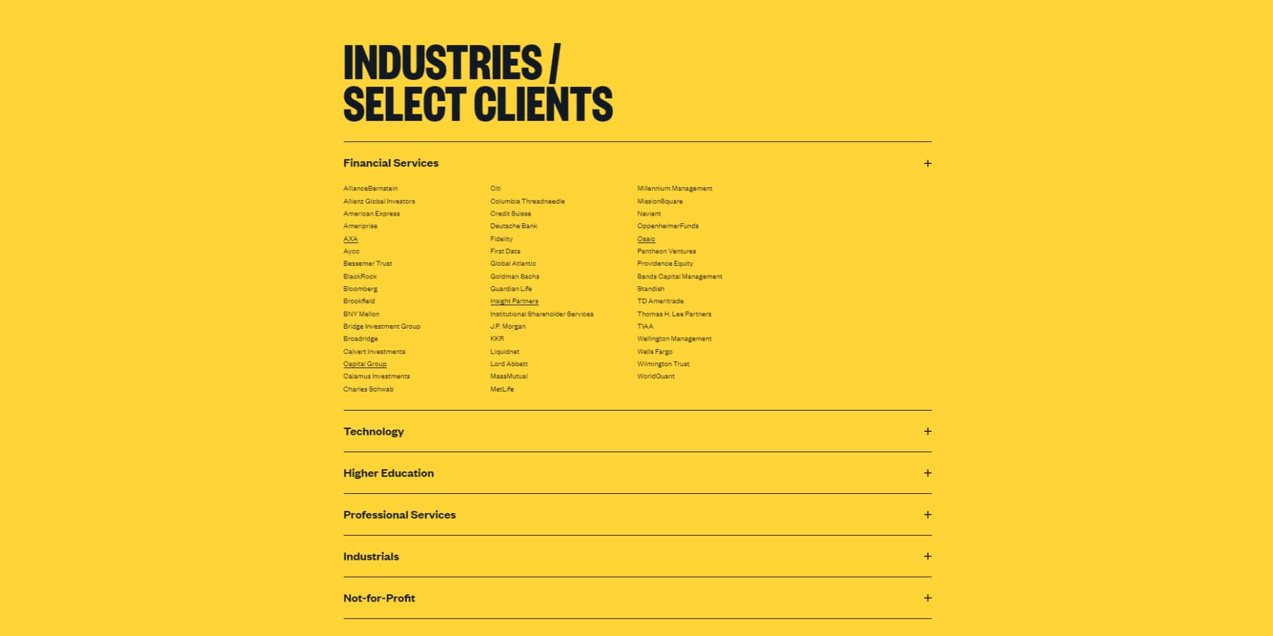 A screenshot of progressive disclosure patterns in accordion from sullivannyc.com