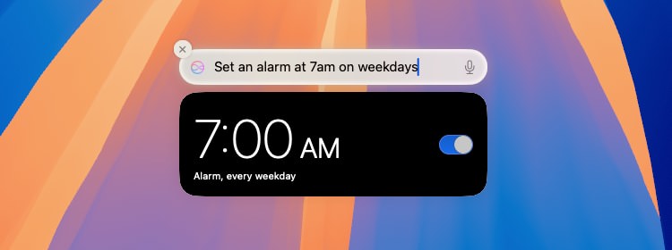 Siri sets an alarm on weekdays in macOS