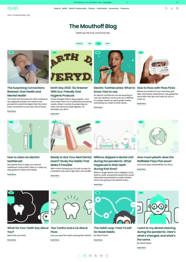 Screenshot of Quip blog showing educational content about oral health. 