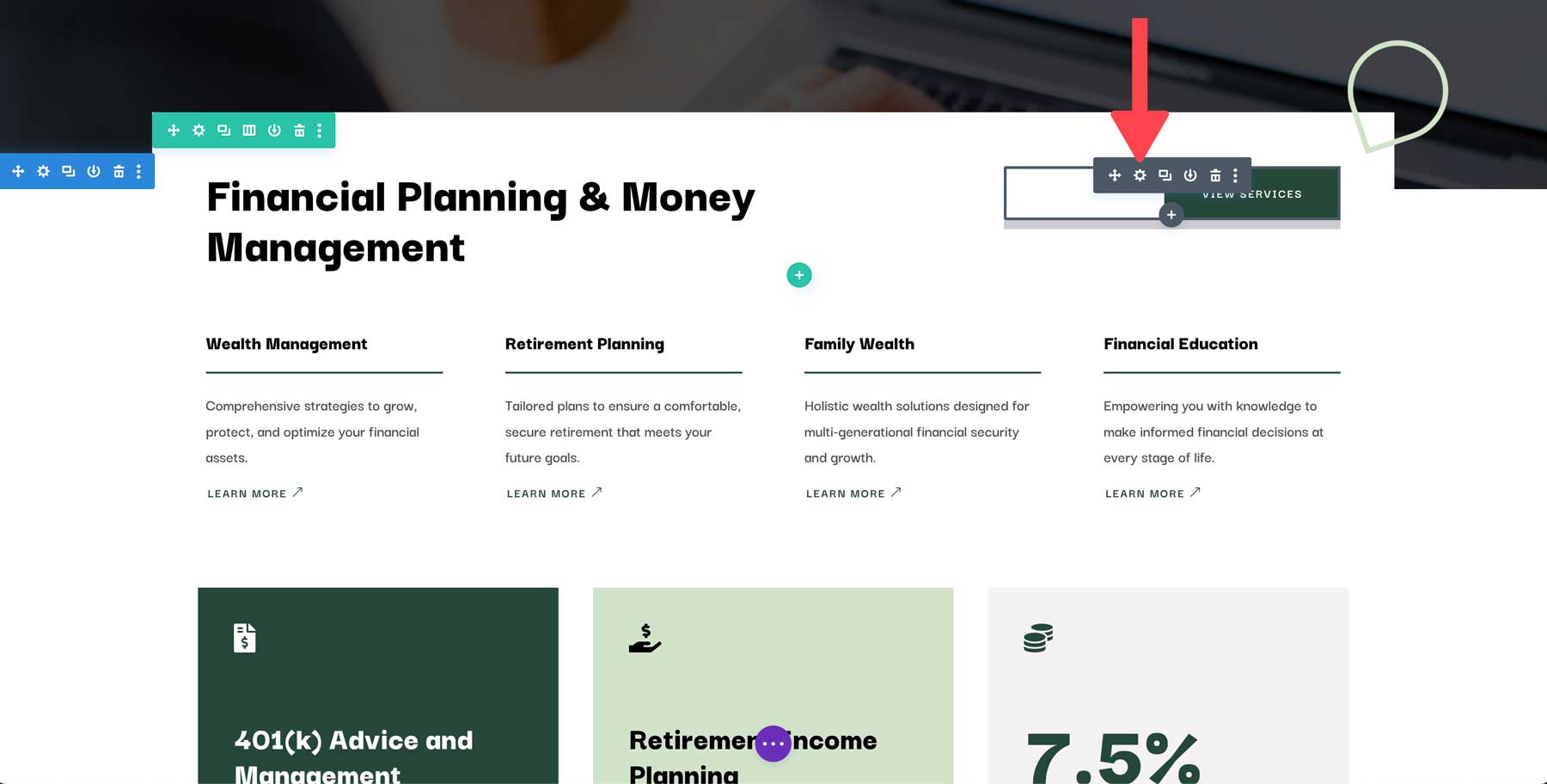 Financial Advisor starter site for Divi