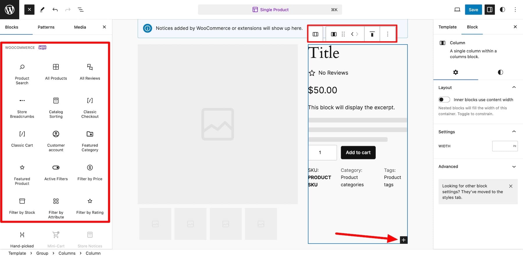 add woocommerce blocks